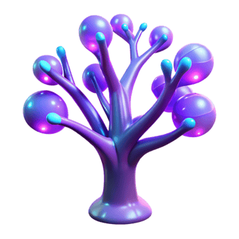 wonderful minimalist Abstract Glowing Tree 3D Render of a Bioluminescent Plant genuine png