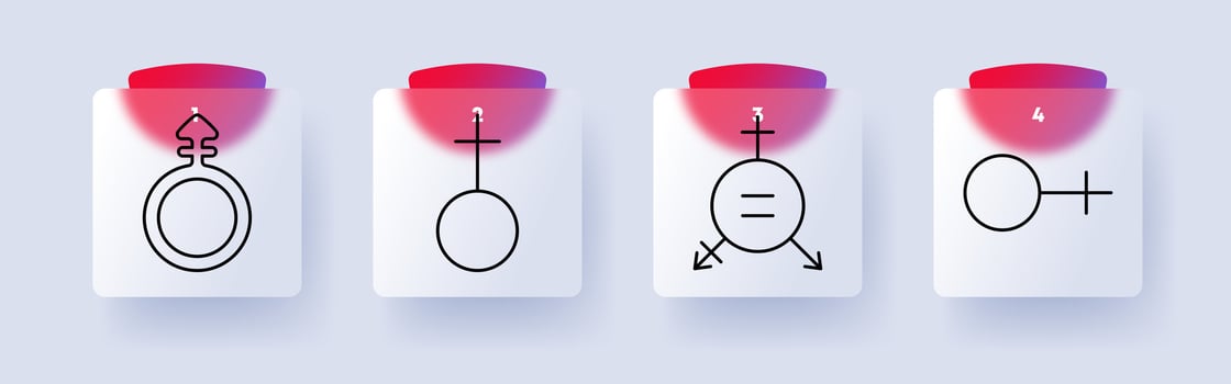 Gender equality set icon. Male, female, gender symbols, equality, social issues, diversity, feminism, identity, inclusivity, human rights vector
