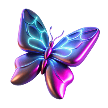 extraordinary vintage Neon Butterfly 3D Render 4K png