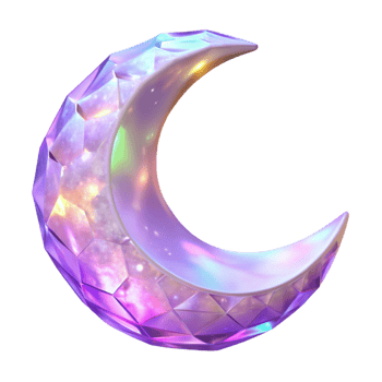 Crescent Moon Gem Iridescent, Faceted, Galaxy Design png
