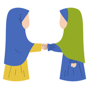 Two Muslim woman handshake illustration png
