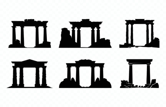 Ancient Ruins Silhouette Set vector