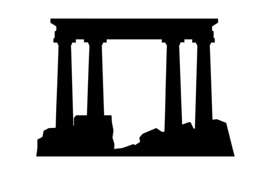Ancient Ruins Clipart Black Silhouette vector