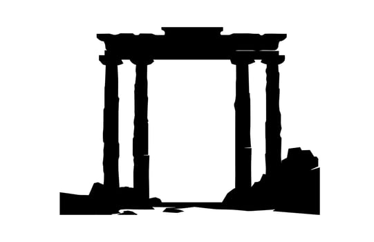 Ancient Ruins Silhouette Black Clipart vector