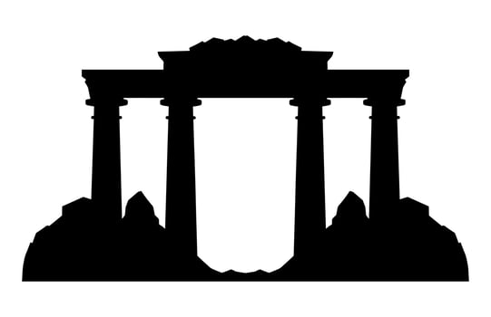 Ancient Ruins Silhouette isolated on white background vector