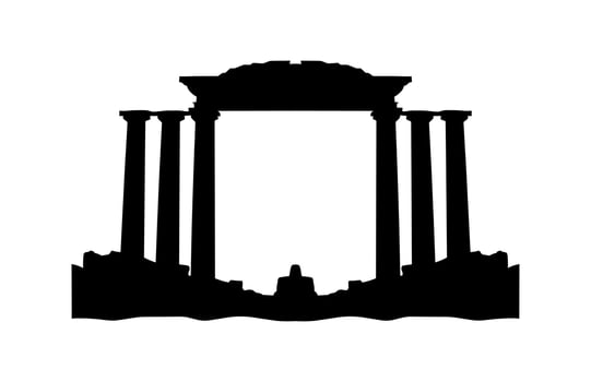 Ruins Silhouette Clipart isolated on white background vector
