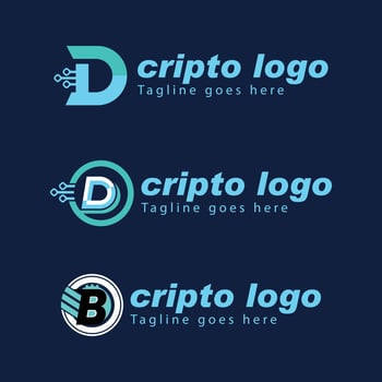 D LETTER CRIPTO LOGO, DIGITAL CRYPTOCURRENCY, CRYPTO COINS LOGO, SET IN MARKET. TRENDING CRYPTOCURRENCY. DIGITAL CRYPTOCURRENCY, D LETTER ICONS. B lETTER ICON vector