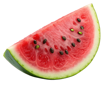 Slice of juicy watermelon on a transparent background png