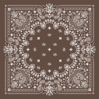 Coffee Bandana Print. kerchief square pattern design. festival fashion, bound cloth, accessory. vector