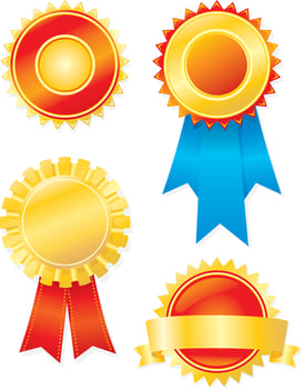 Four different award ribbons and ribbons vector