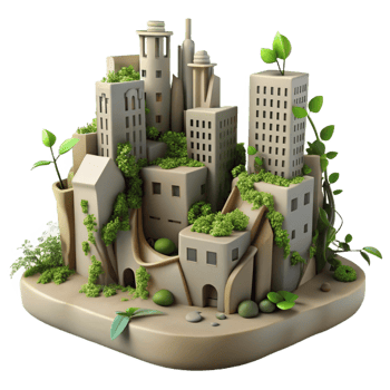 Urban Oasis City Reclaimed by Nature png