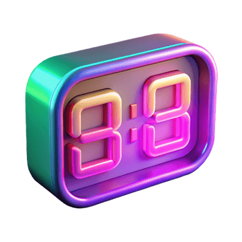 Digital Clock Neon 3D Render png