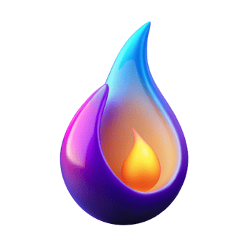 Abstract Flame in a Colorful Orb 3D Render of a vibrant, glowing droplet png
