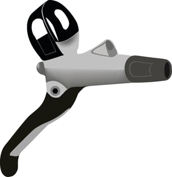A black and white illustration of a bicycle brake lever vector