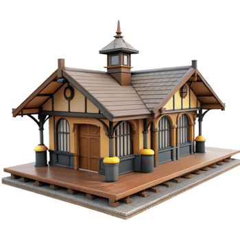 Quaint Train Station 3D Model png