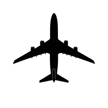 3d silhouette air plane is isolated on transparent background png