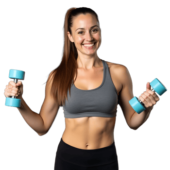 Healthy Lifestyle Smiling Woman Exercising with Dumbbells png