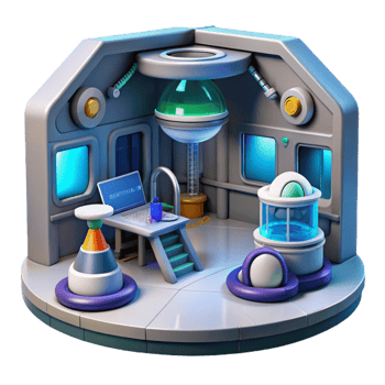 Futuristic Laboratory 3D Render of a Sci Fi Research Facility png