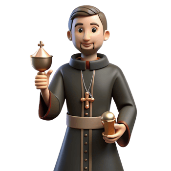 serene contemporary 3D Render of a Priest with Religious Items exclusive png