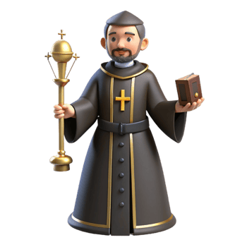 extraordinary contemporary 3D Render of a Priest with Religious Items authentic png