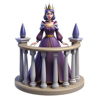 3D Render of a Queen on a Balcony png