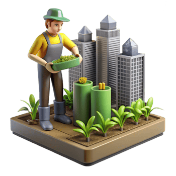 beautiful contemporary Urban Farming Growing Crops in the City high resolution png