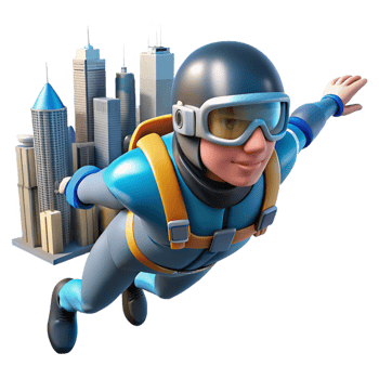 Skydiving over Cityscape png
