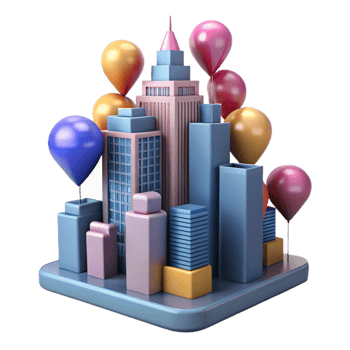 Cityscape with Balloons png