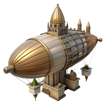 Steampunk Airship City A 3D Model of a Victorian Era Aerial Vessel png