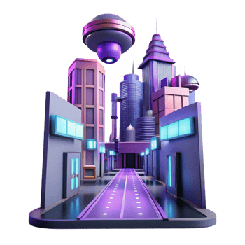 serene traditional Neon Cityscape Futuristic Urban Street at Night exclusive png