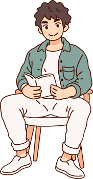 Man Reading in a Chair, Relaxed Cartoon Illustration. png