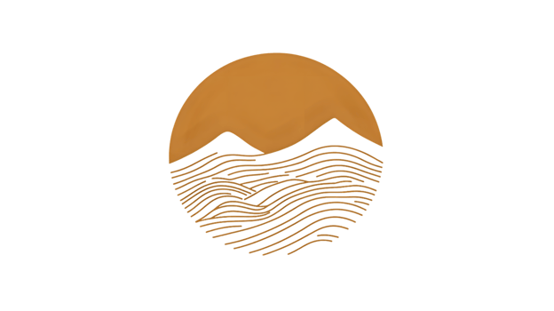 Abstract Gold Sunset Over Wavy Lines and Mountains png