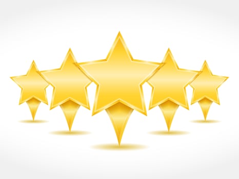 Row of five golden stars vector