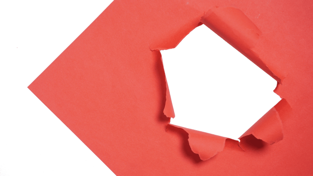 Torn Hole in Sheet of Red Paper on Transparent Background png