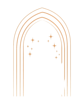 Golden Rainbow Arch with Sparkling Stars on Transparent Background png