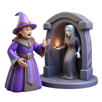 3D Render of a Wizard and a Nun with a Candle png