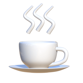 Illustration of 3D icons of a white cup with a steam sign above it. This icon is suitable for media presentations and promotions in the culinary field png