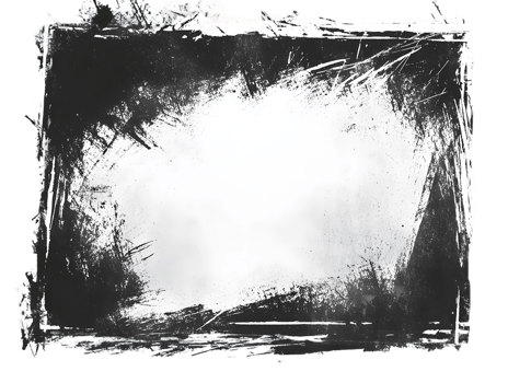 Grunge Black And White Distressed Frame With Transparent Center png