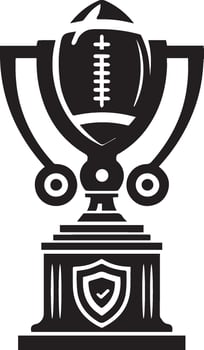 a black and white trophy with a football ball inside vector