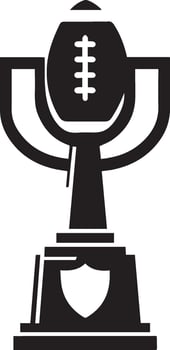 a black and white illustration of a trophy with a football ball vector