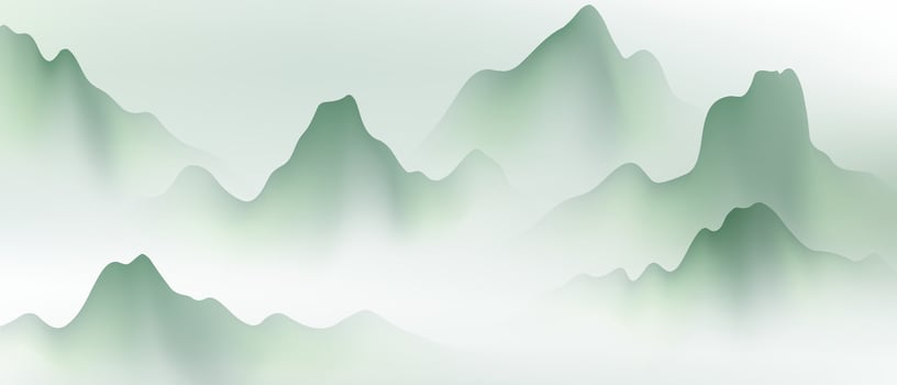 A green mountain range with fog in the background vector