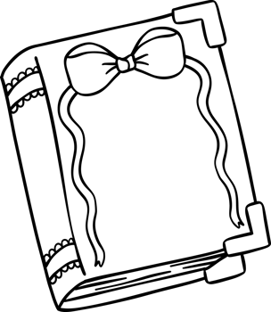 Coquette close Book with bow Outline Black and White png