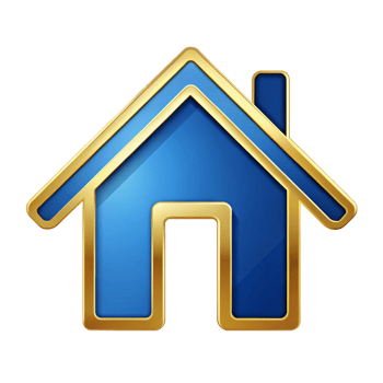 Blue And Golden Home icon isolated on transparent background png