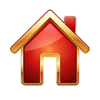 Red And Golden Home icon symbol isolated on transparent background png