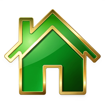 Green And Golden Home icon symbol isolated on transparent background png