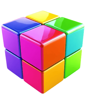 Colorful glossy cubes form a larger cube shape png