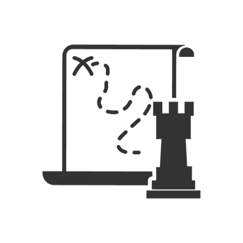 A black and white illustration of a chess board and a piece of paper png