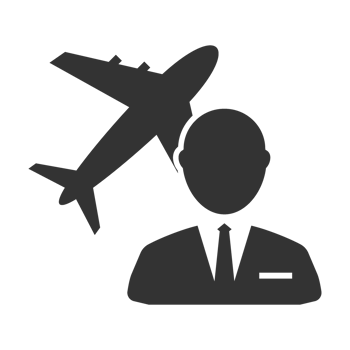 A man in a suit and tie is looking at an airplane png