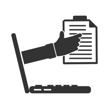 A hand holding a clipboard and a laptop png