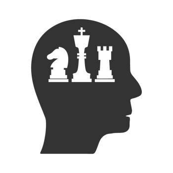 A silhouette of a man's head with chess pieces inside png